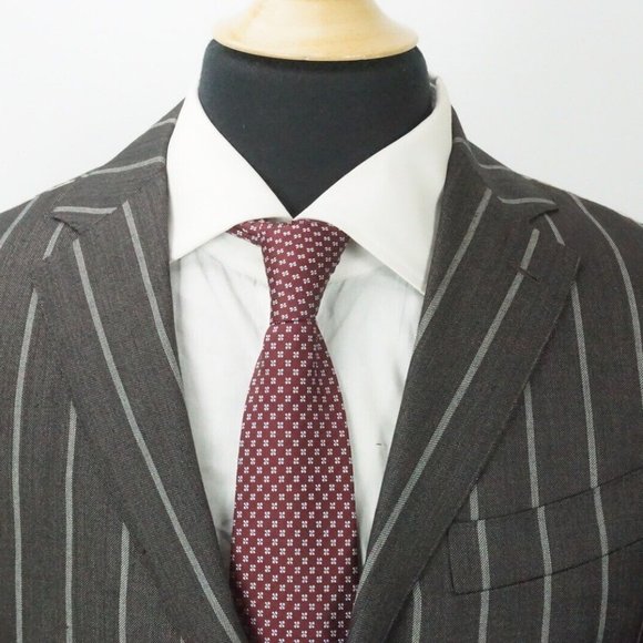 Ring Jacket Gray Wide Striped Silk Blend 2 Pc Suit Jacket Pants Sz 38 BRAND NEW - Picture 2 of 13